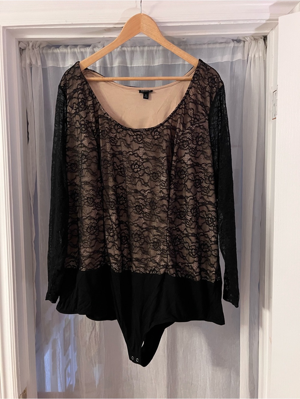 torrid Black Lace Bodysuit with Nude Lining
